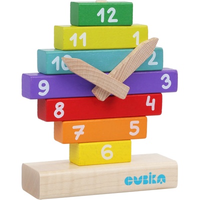 Cubika Комплект дървени блокчета, Cubika - Часовник (14354)