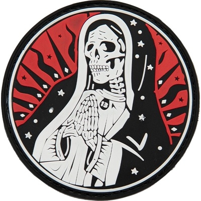 Plastové 3D patche 3D gumová nášivka SANTA MUERTE Patch - Červená / čierna