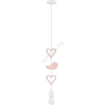 Candellux Детски пендел на кабел HEART 1xE27/20W/230V розово/бяло (CA1138)