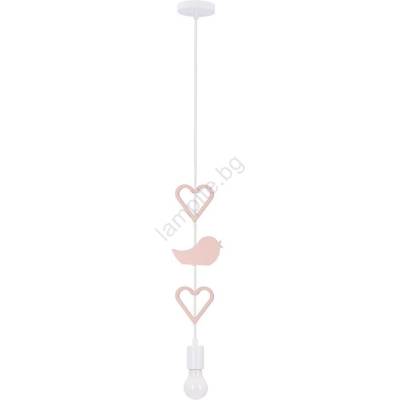 Candellux Детски пендел на кабел HEART 1xE27/20W/230V розово/бяло (CA1138)