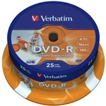 Verbatim DVD-R Verbatim 4.7GB 16x cake 25бр. Printable