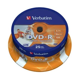 Verbatim DVD-R Verbatim 4.7GB 16x cake 25бр. Printable