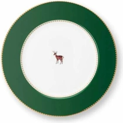 Pip Studio Love Birds Medalion Deer Green talíř 21cm,tmavě zelený