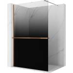 Mexen Kioto+ душ екран с рафт Walk-in 120 x 200 см, омбре черно 8 мм, розово злато (800-120-121-60-76)