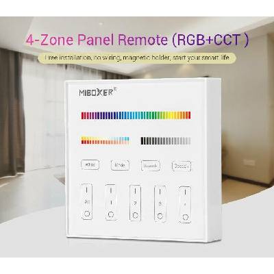 Nástěnný skleněný ovladač stmívač B4, pro RGB+CCT LED pásky