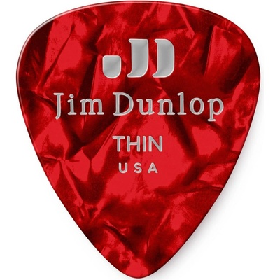 Dunlop 483-09TH Red Pearloid Genuine Celluloid - trsátko, tvrdost thin
