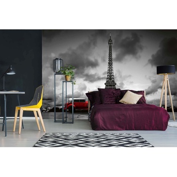 DIMEX ART s. r. o Самозалепваща се флизелинова фототапета айфелова кула с ретро кола 375 x 250 см