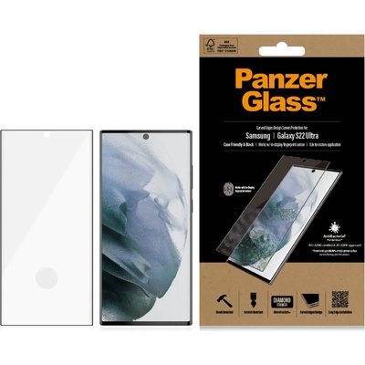 Panzer Стъклен протектор PanzerGlass за Samsung Galaxy S22 Ultra FingerPrint, CaseFriendly, AntiBacterial - Черен, 119827