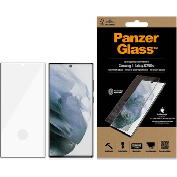Image 1 of Panzer Стъклен протектор PanzerGlass за Samsung Galaxy S22 Ultra FingerPrint, CaseFriendly, AntiBacterial - Черен, 119827