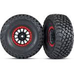 Traxxas Tires and wheels, assembled, glued (Method Racing wheels, black with red beadloc (TRX8474)