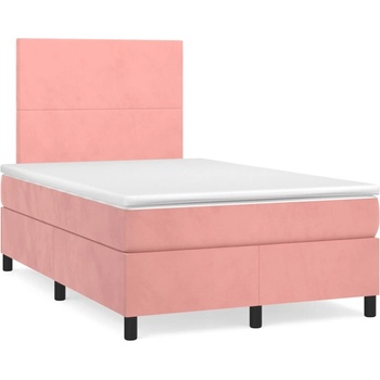 vidaXL Боксспринг легло с матрак, розово, 120x190 см, кадифе (3269988)