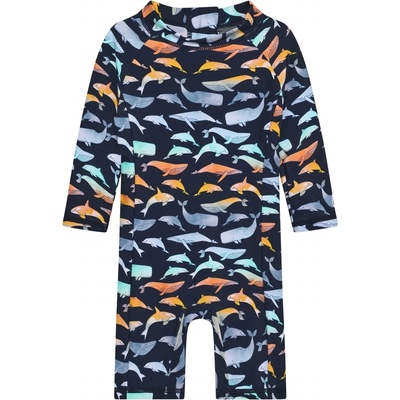Color Kids Детски цял бански от ликра (UV защита) Color Kids Baby's Suit L/S AOP Lycra - Dress Blues - размер 80 (EU) (750-2552-0312)