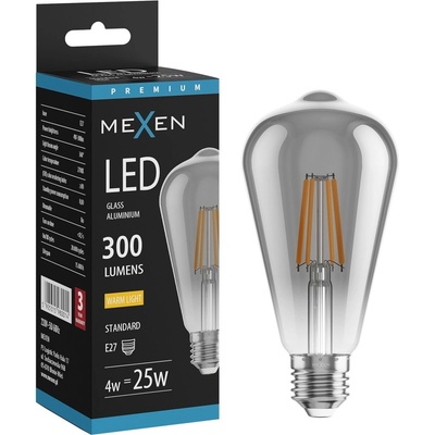 Mexen Vintis LED E27 филамент крушка, ST64, 4W, Топла - 2700K, 300 lm, опушена - L152-E27-0427-70 (L152-E27-0427-70)