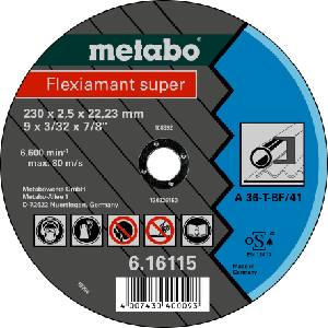 Metabo Flexiamant супер шлифовъчен диск 115 x 2.0 x 22.23 стомана, TF 41 616105000 (616105000)
