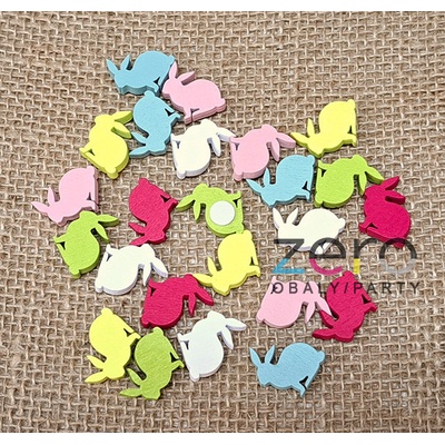 Dekorace dřevěná zajíc samolepicí 24 ks barevná mix – Zbozi.Blesk.cz