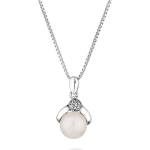 Swan Сребърно колие с цирокиний и сладководна бяла перла IP0663W Swan