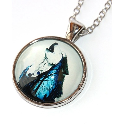 Fashion Jewerly Řetízek amulet vlk vyje na měsíc, v lese love wolfs 3168