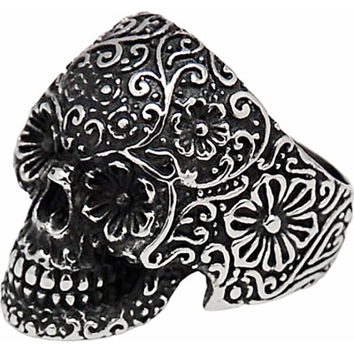 Nefertitis Pánský ocelový prsten Květinová calavera NF55435
