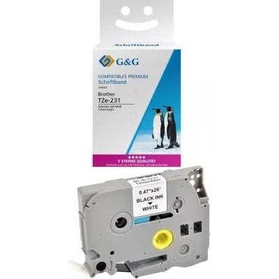 Compatible Лента за етикетни принтери BROTHER ТИП TZ - 12 mm x 8, 00 m - BLACK ON WHITE TAPE - TZE231 (TZE-231) - P№ RL-BR-TZ231-BK - G&G (Compatible-TZE-231)