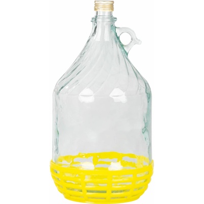 Demižon 5l se šroubovacím uzávěrem v plastovém koši – Sleviste.cz