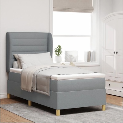 vidaXL BoxSpring Postel s Matrací ve Světle Šedé Textil