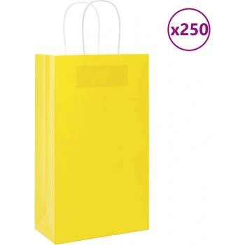vidaXL Хартиени торбички 250 бр с дръжки жълти 21x11x36 см (4101785)