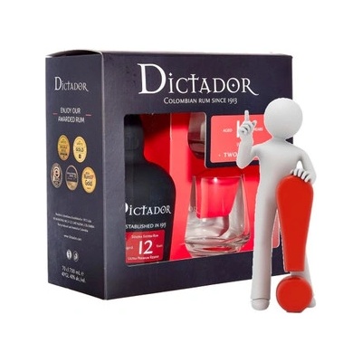 Dictador 12y 40% 0,7 l (dárčekové balenie 2 poháre)