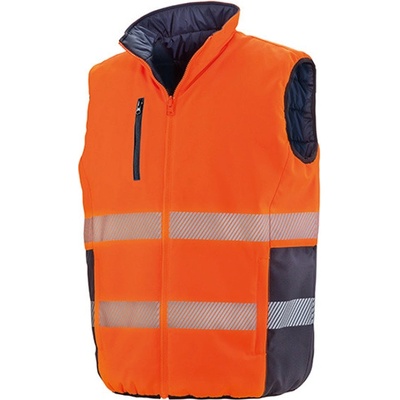 Result Unisex obojstranná zateplená bezpečnostná vesta R332X Fluorescent Orange