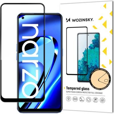 Wozinsky комплект от 2x суперздраво Full Glue Закалено стъкло за цял екран с рамка, Case Friendly, за Realme Narzo 50A, Черен (9145576248041)