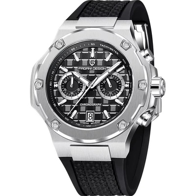 Pagani Design Мъжки часовник Pagani Design Querl, Силиконова каишка, Сребрист / Черен (PD-YS032-BLACK-SILVER)