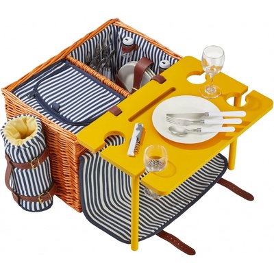 Arôme Piknikový koš pro 4 osoby Zelené pruhy, 48 x 33 x 25 cm – Zboží Dáma