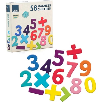 Vilac Dřevěné magnetické číslice 58 ks