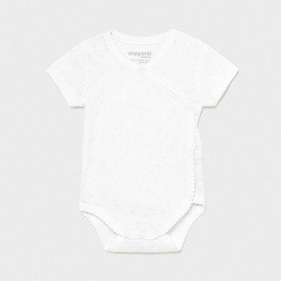 Body s krátkým rukávem zavinovací bílé NEWBORN Mayoral