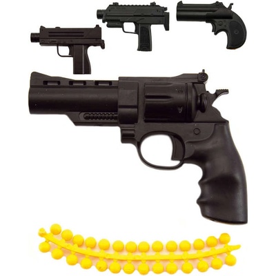 Dudlu pistole dětská 11cm na měkké kuličky set se soft náboji v krabici 4 druhy