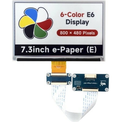 Waveshare 7.3inch 6-Color E-Paper Display, E-Ink Display, Low Power Consumption 800×480 pixels With driver HAT