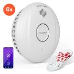 Klarstein SmartVigil Connect WiFi детектор за дим, Комплект 6 броя, 3-годишна батерия, управление с помощта на апликация, без пробиване (DHS1-SVC-x6) (DHS1-SVC-x6)