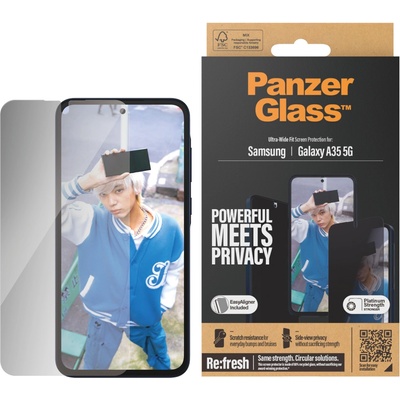 Panzer Стъклен протектор PanzerGlass - Privacy UWF, Galaxy A35 5G, черен (5711724173578)