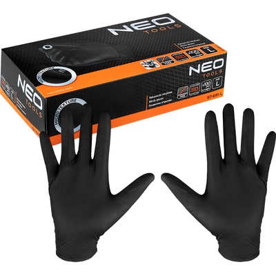 NEO TOOLS Нитрилни ръкавици, черни, 100 броя, размер l 97-691-l (97-691-l)