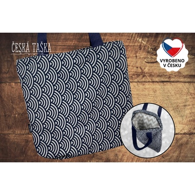 Česká Taška Taškokabelka WAVE blue XL ručně šitá Česká Taška s podšívkou a zipem 50×50 cm