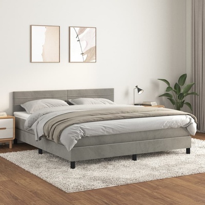 Petrashop 3141377 boxspring postel s matrací světle šedá samet