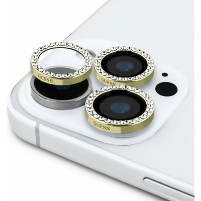Guess Fixed Glliter tvrzená skla posázená kamínky k ochraně čoček fotoaparátu pro iPhone 16 Pro / 16 Pro Max - zlatá 57983123488