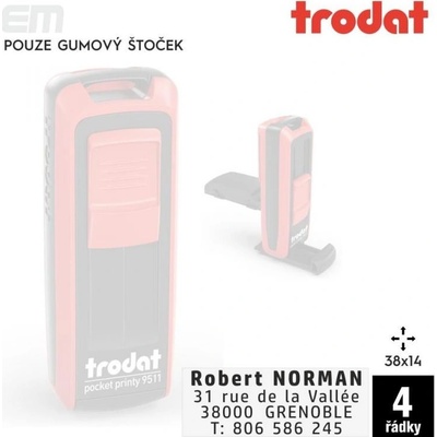 Trodat 9511 [ 38 x 14 mm] pouze gumový štoček – Zboží Živě