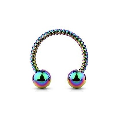 Šperky4U duhový piercing podkova vroubkovná PV1005W-1208