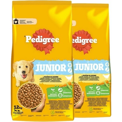 Pedigree Junior s hydinou so zeleninou 2 x 12 kg