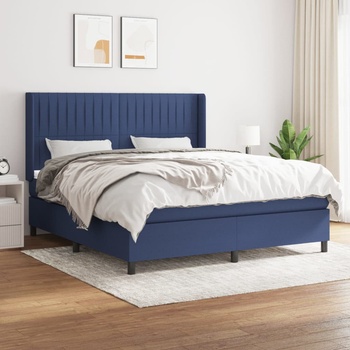 vidaXL Боксспринг легло с матрак, синьо, 160x200 см, плат (3131607)