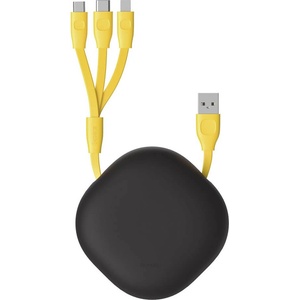 Baseus Универсален USB кабел с Lightning, microUSB и USB-C конектори (80 см) - Baseus Lets Go Little Reunion One-Way Stretchable 3-in-1 USB Cable (CAMLT-TYGY) (жълт) (CAMLT-TYGY)