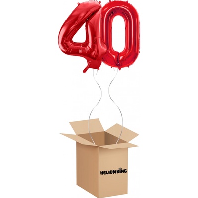 HeliumKing Balónový box Narodeninové číslo 40 červený 86 cm