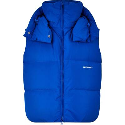 OFF WHITE Яке OFF WHITE Men's Off-White Bounce Down Hooded Short Puffer Jacket - Peacock/White