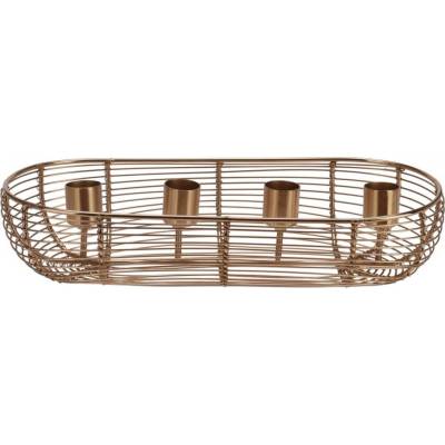 Svícen kov 285x120x65mm oválný na 4 ks kónických svíček, zlatá