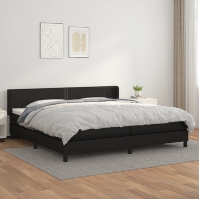 Petrashop 3130739 boxspring postel s matrací černá umělá kůže